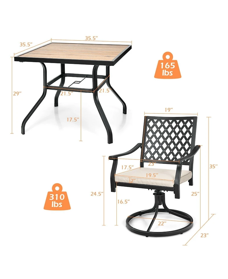 Sugift 5-Piece Outdoor Patio Dining Set with Soft Cushions
