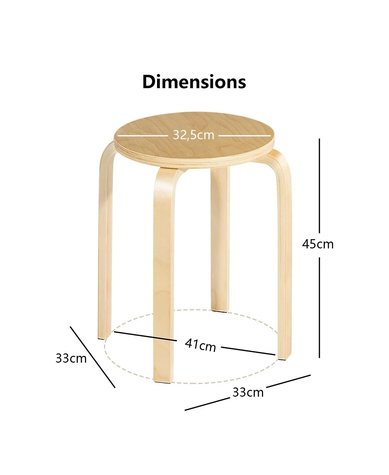 Sugift 18 Inch Stackable Bentwood Dining Chairs with Round Top - Set of 4