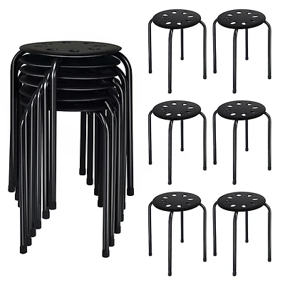 17.5 Inch Set of 6 Portable Plastic Stack Stools with Metal Frame