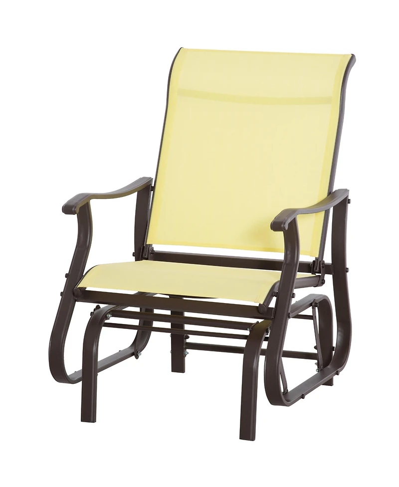 Outsunny Outdoor Glider Chair, Steel Rocking Chair, Patio, Backyard, Porch, Garden, Beige