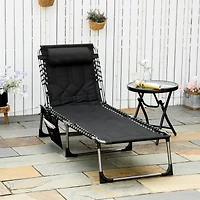 Outsunny Outdoor Padded Folding Chaise Lounge Chair with Reclining