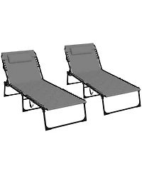 Outsunny Folding Chaise Lounge, Padded Reclining Tanning Chair, Black