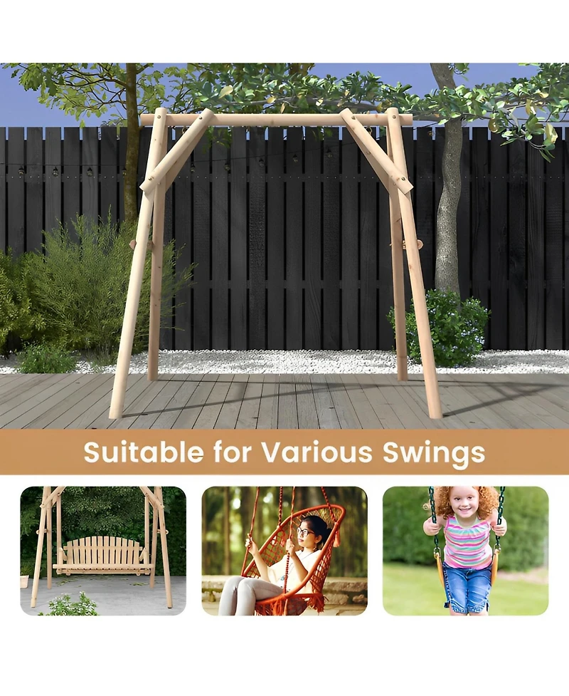 Sugift Heavy Duty Wooden Swing Frame with Reinforced Bars