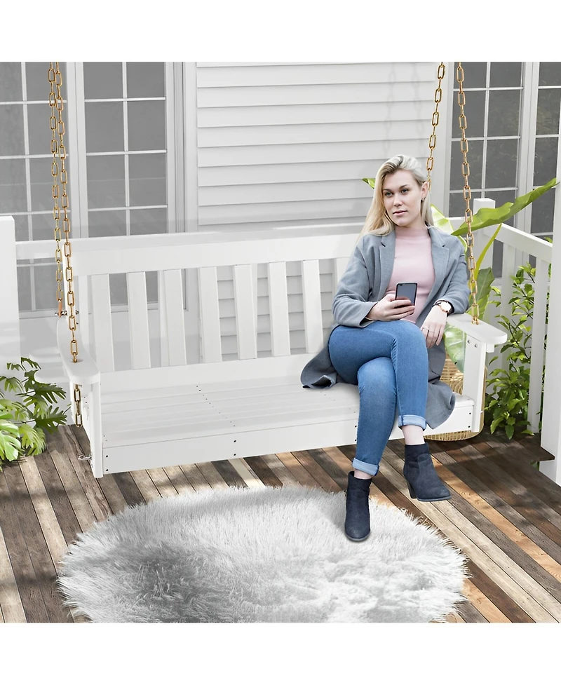 Sugift 54 Inch Hdpe Patio Porch Swing with Cup Holder