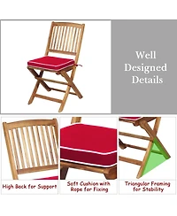 Sugift 3 Pieces Patio Folding Bistro Set with Padded Cushion and Round Coffee Table