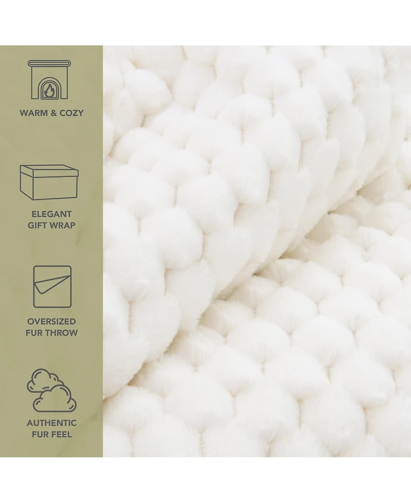 Aston and Arden Aston & Arden Cottontail Faux Fur Throw Blanket, Soft Rabbit Tail Texture, Oversized Throw, 50x70, with Premium Gift Box