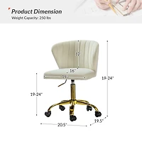 Modern Velvet Cute Armless Office Chair for Living Room Vanity Study