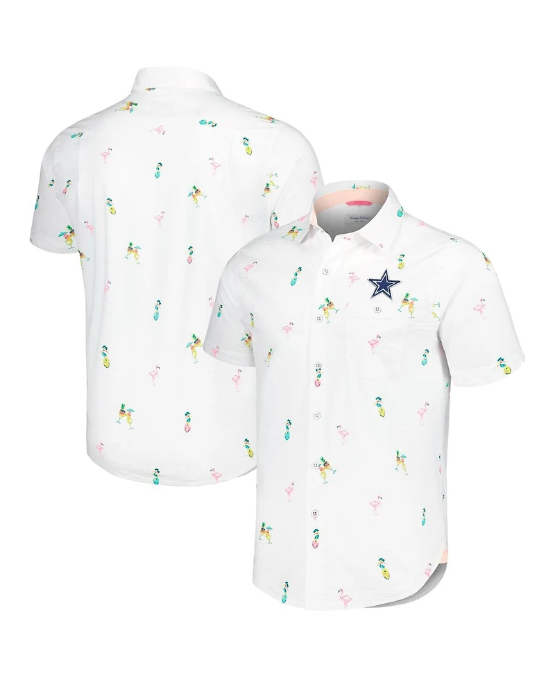 Tommy Bahama Men's White Dallas Cowboys Nova Wave Flocktail Button-Up Shirt