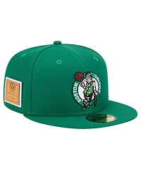 New Era Men's Kelly Green Boston Celtics Court Sport Leather Applique 59fifty Fitted Hat