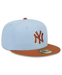 New Era Men's Light Blue/Brown York Yankees Spring Color Basic Two-Tone 59fifty Fitted Hat