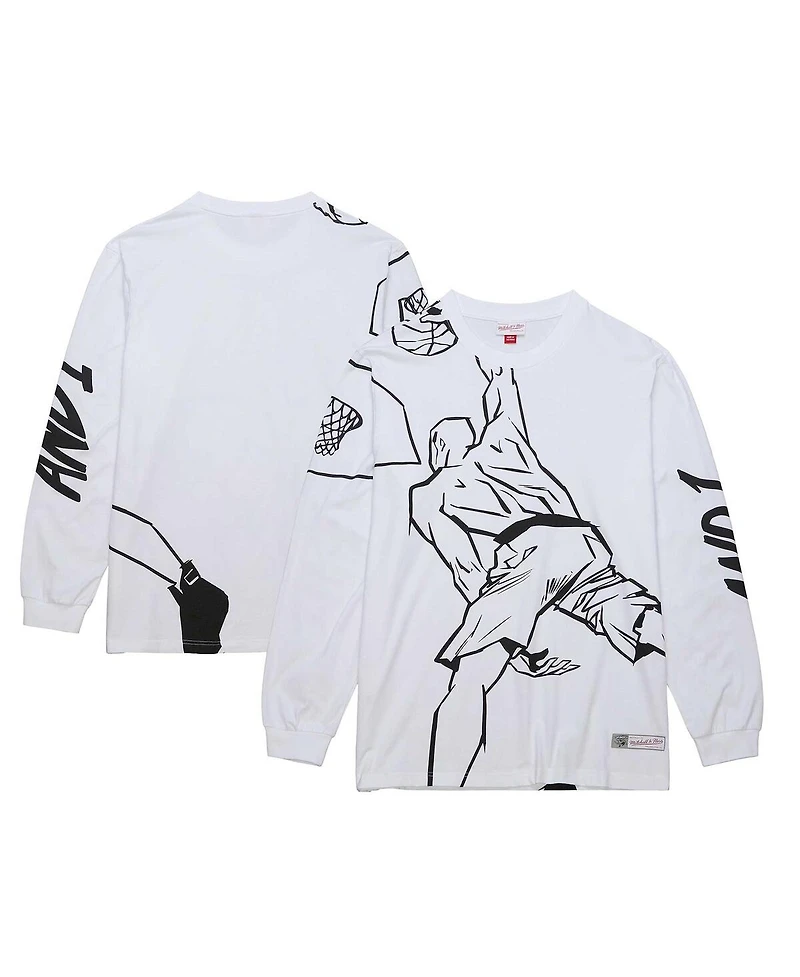 Mitchell Ness Men's White AND1 Slam Dunk Long Sleeve T-Shirt