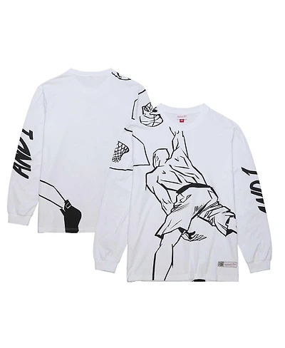 Mitchell Ness Men's White AND1 Slam Dunk Long Sleeve T-Shirt