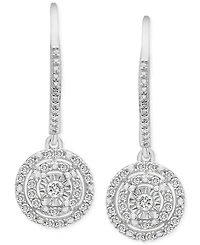 Diamond Circle Leverback Drop Earrings (1/4 ct. tw) in Sterling Silver, Created for Macy's
