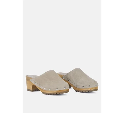 Cedrus Womens Fine Suede Studded Mules