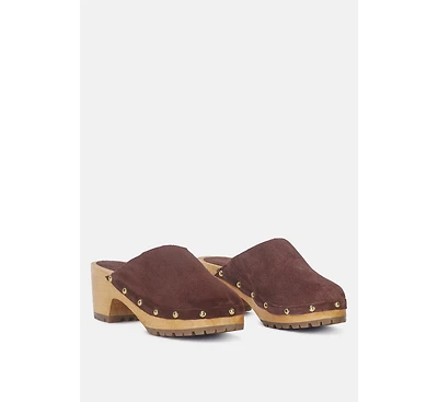 Cedrus Womens Fine Suede Studded Mules