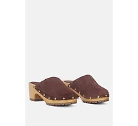 Cedrus Womens Fine Suede Studded Mules