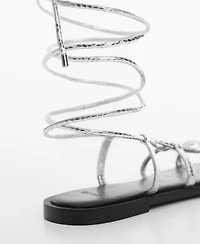 Mango Women's Metallic Snake Sandals
