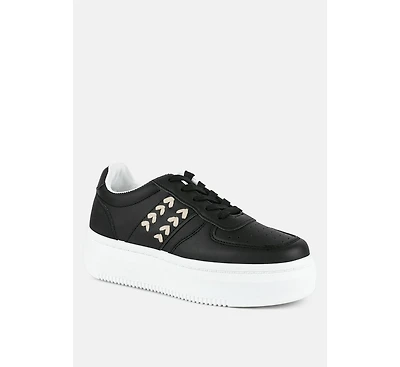 London Rag Monigue Faux Leather Cross Stitch Detail Sneakers