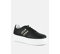London Rag Monigue Faux Leather Cross Stitch Detail Sneakers