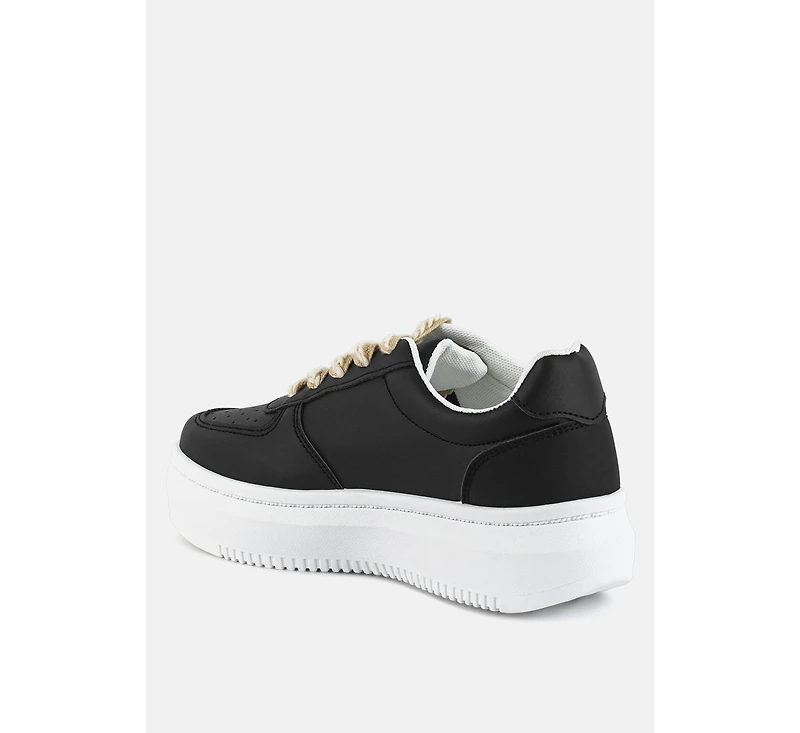 London Rag Monigue Faux Leather Cross Stitch Detail Sneakers