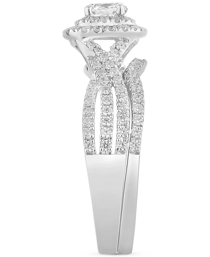 Diamond Halo Twist Bridal Set (7/8 ct. t.w.) in 14k White Gold