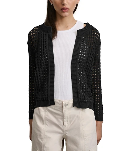 Dkny Jeans Women's Open-Stitch Drop-Shoulder Cardigan Sweater