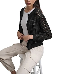 Dkny Jeans Women's Open-Stitch Drop-Shoulder Cardigan Sweater