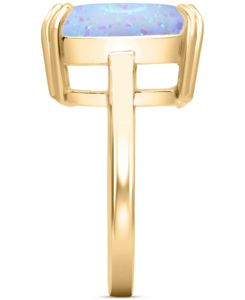 Lab-Grown Opal Emerald-Cut Statement Ring in 14k Gold-Plated Sterling Silver