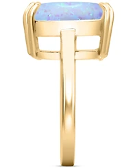Lab-Grown Opal Emerald-Cut Statement Ring in 14k Gold-Plated Sterling Silver