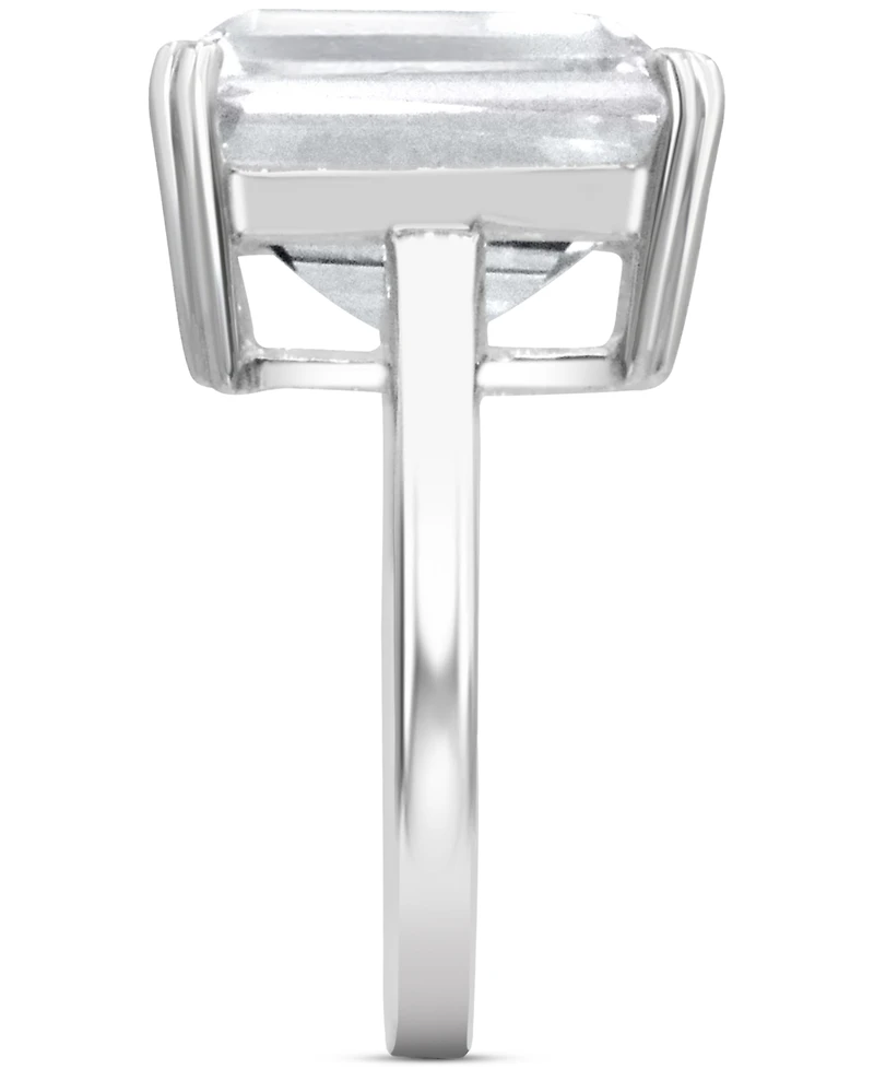 Gemstone Emerald-Cut Statement Ring 14k Gold-Plated Sterling Silver (Also White Quartz & Black Onyx)