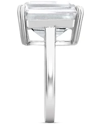 Gemstone Emerald-Cut Statement Ring 14k Gold-Plated Sterling Silver (Also White Quartz & Black Onyx)