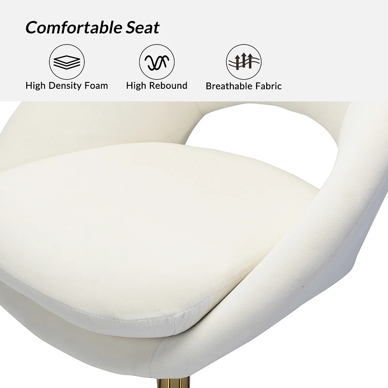 Hulala Home Modern Velvet Office Chair with Adjustable Swivel for Study Vanity