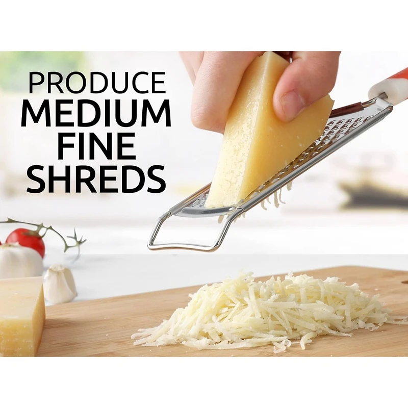 Zulay Kitchen Cheese Grater Stainless Steel - Durable Rust-Proof Metal Lemon Zester Grater With Handle