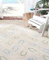 Safavieh Courtyard CY7420 Beige and Aqua 5'3" x 7'7" Sisal Weave Outdoor Area Rug