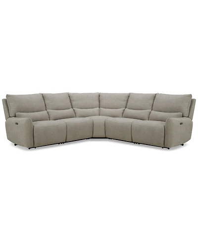 Olper 5-Pc. Fabric Zero Wall Sectional Sofa with Two Power Motion Pieces, Created for Macy's
