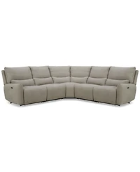 Olper 5-Pc. Fabric Zero Wall Sectional Sofa with Two Power Motion Pieces, Created for Macy's