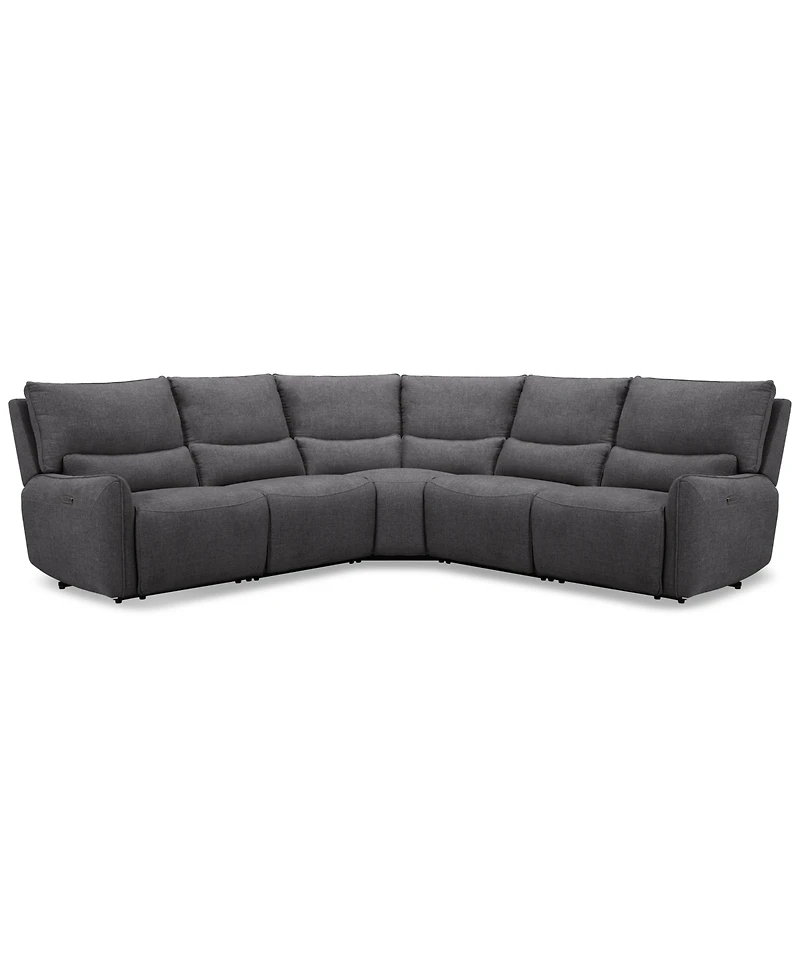 Olper 5-Pc. Fabric Zero Wall Sectional Sofa with Two Power Motion Pieces, Created for Macy's