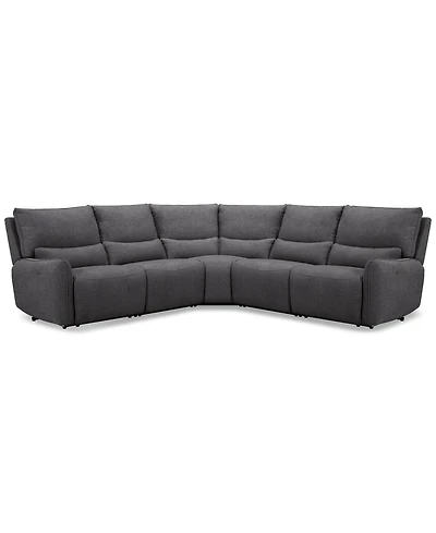 Olper 5-Pc. Fabric Zero Wall Sectional Sofa with Two Power Motion Pieces, Created for Macy's
