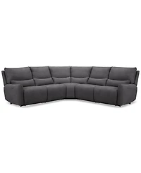 Olper 5-Pc. Fabric Zero Wall Sectional Sofa with Two Power Motion Pieces, Created for Macy's