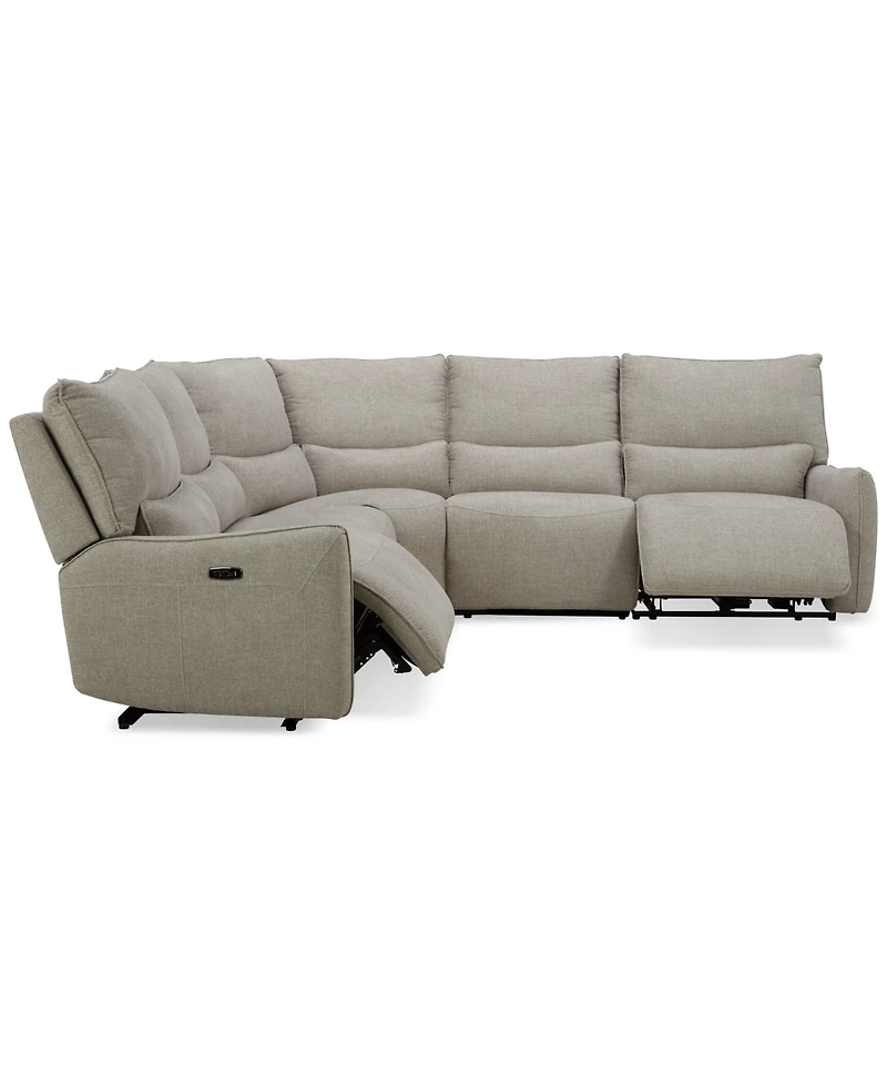 Olper 5-Pc. Fabric Zero Wall Sectional Sofa with Two Power Motion Pieces, Created for Macy's