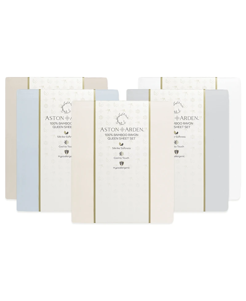 Rayon from Bamboo King Sheet Set, Ultra Silky Luxury Sheets, 1 Flat Sheet, Fitted 2 Pillowcases, Temperature Regulating, Breathable, Sustaina