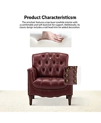 Hulala Home Sucher Modern Retro Wooden tufted Accent chair with Nailhead Trim