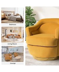 Hulala Home Kanstantin Modern Swivel Barrel Chair with Metal Base