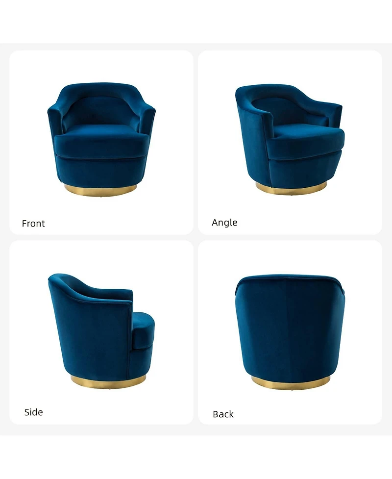 Hulala Home Kanstantin Modern Swivel Barrel Chair with Metal Base