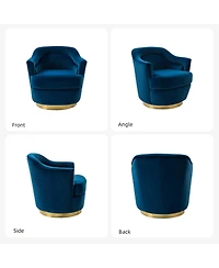 Hulala Home Kanstantin Modern Swivel Barrel Chair with Metal Base