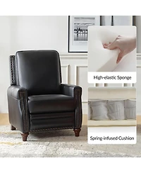 Bellino Modern Genuine Leather Recliner with Nailhead Trim