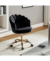 Hulala Home Woman Modern Cute Shell Back Upholstered Desk Chair for Vanity, Living Room