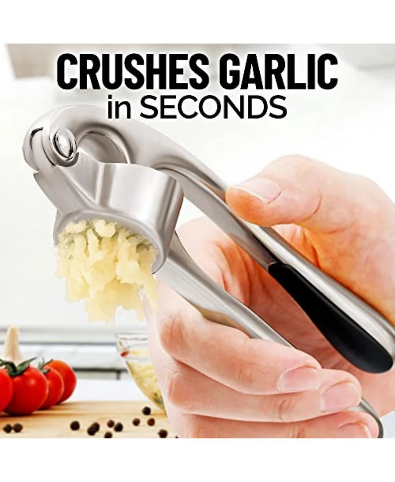 Zulay Kitchen Garlic Press and Peeler Set With Silicone Peeler & Brush