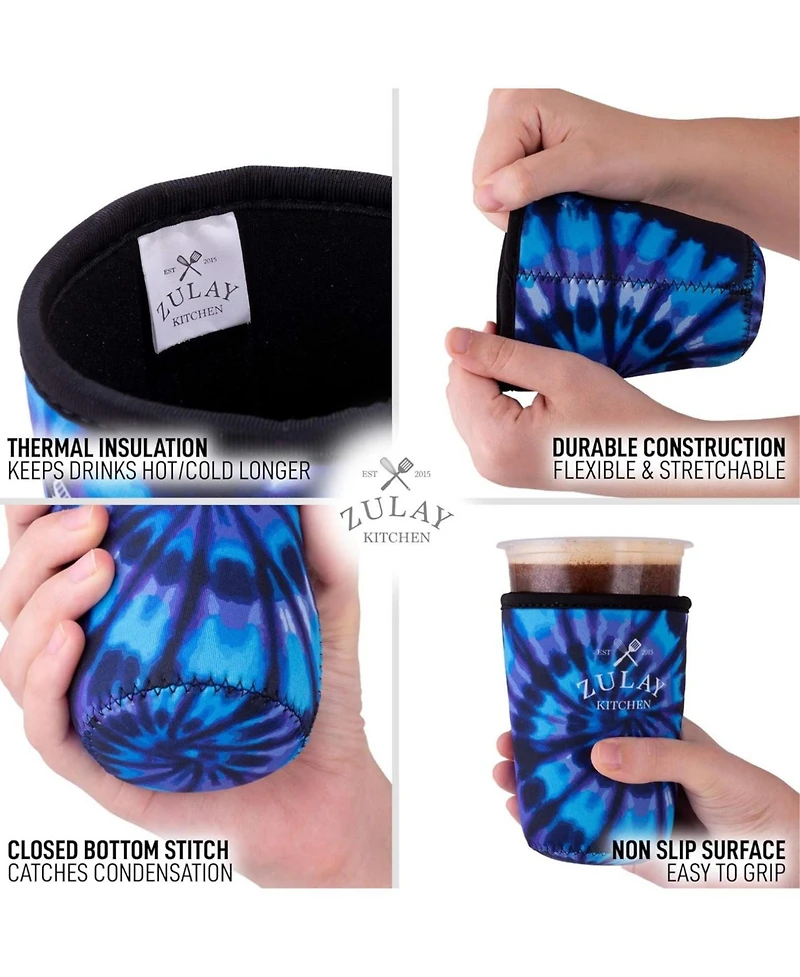 Reusable Iced Coffee Sleeve - Medium Sized Neoprene Insulator Sleeves (22oz to 24oz)