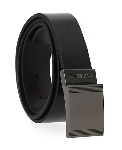 Steve Madden 35mm Cut Edge Plaque Buckle Belt